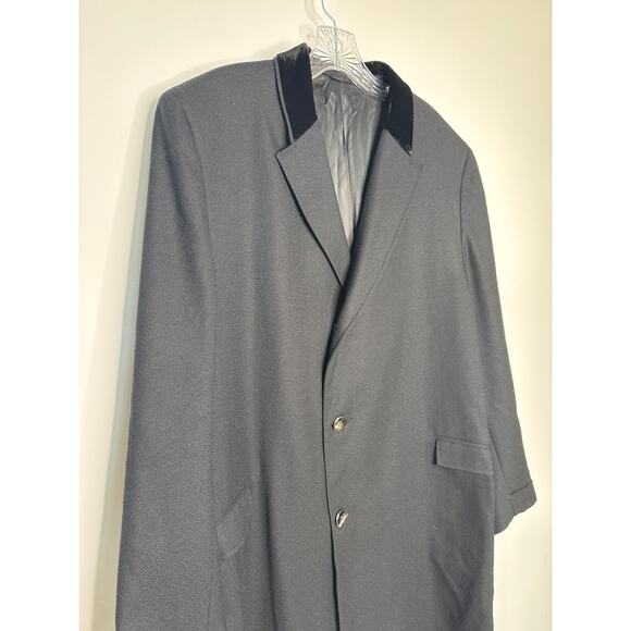 Vintage 1960's Darby Fashion for Rogers Black Wool Overcoat Velvet Collar large - Picture 13 of 14